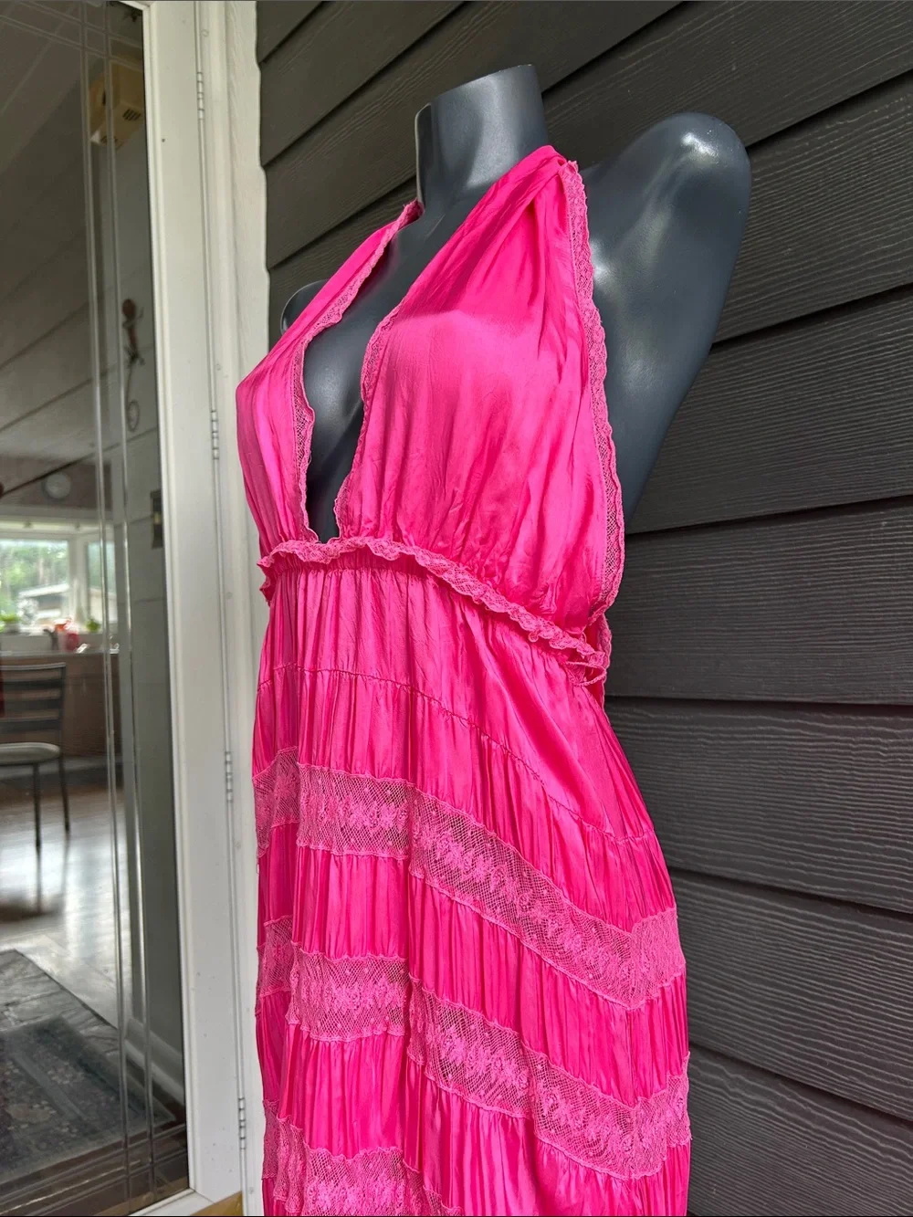 LoveShackFancy Hot Pink Halter Maxi Dress - As Is - Picture 9 of 16